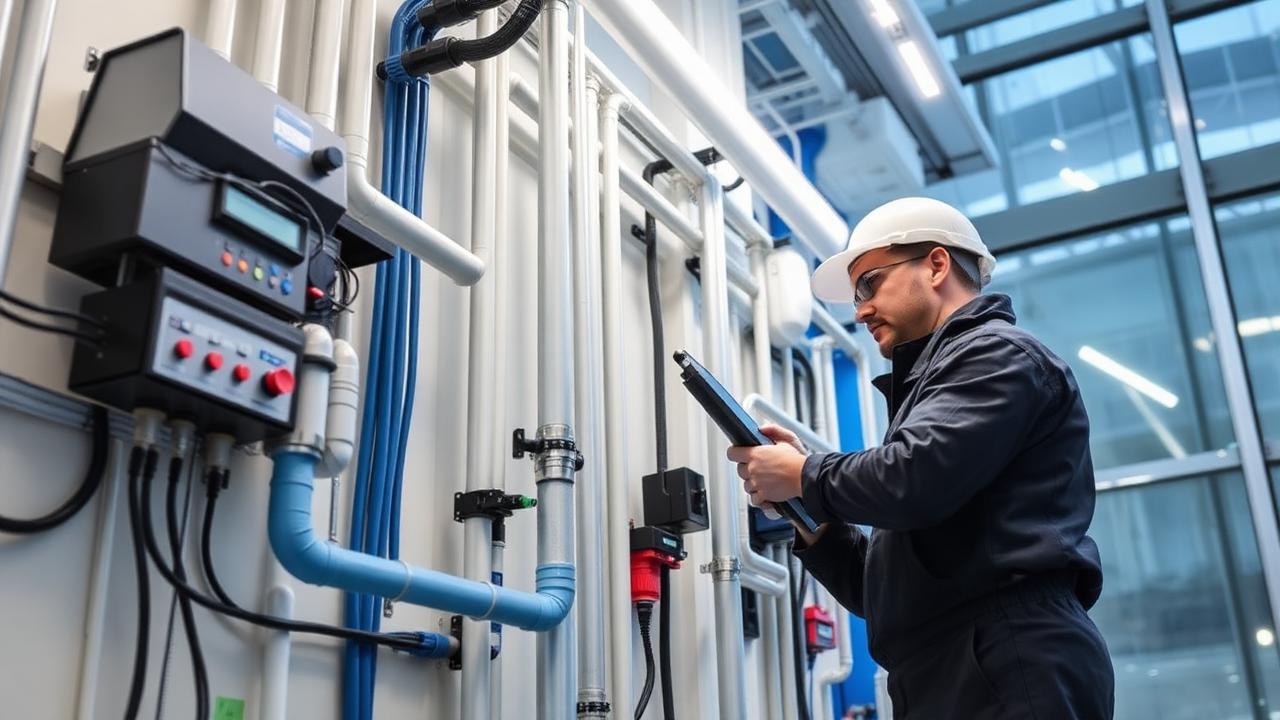 Instalações elétricas e hidráulicas em edifício moderno
